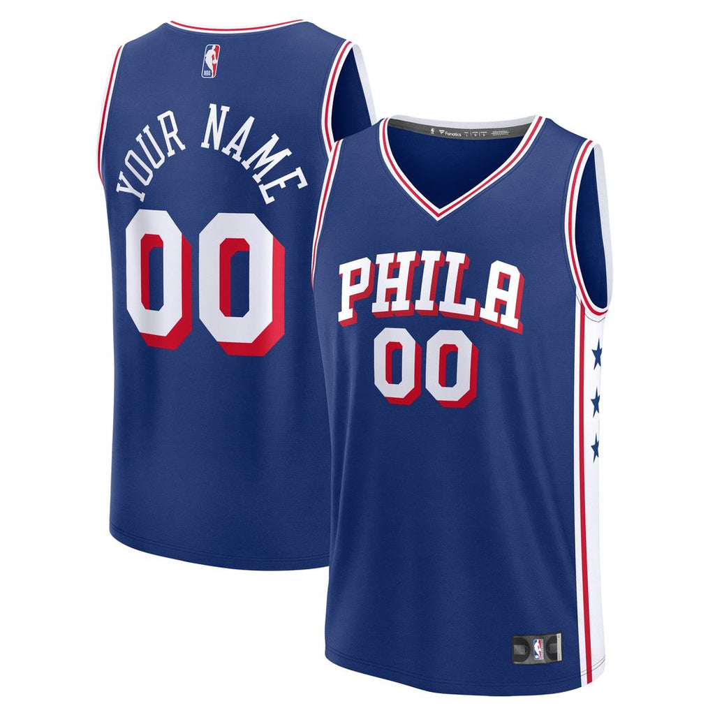 Philadelphia 76Ers Fanatics Youth Fast Break Custom Replica Jersey - Blue - Icon Edition