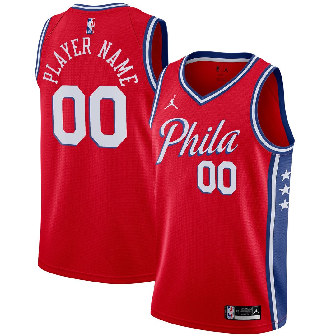 Philadelphia 76Ers Jordan Brand Swingman Custom Jersey - Statement Edition - Red