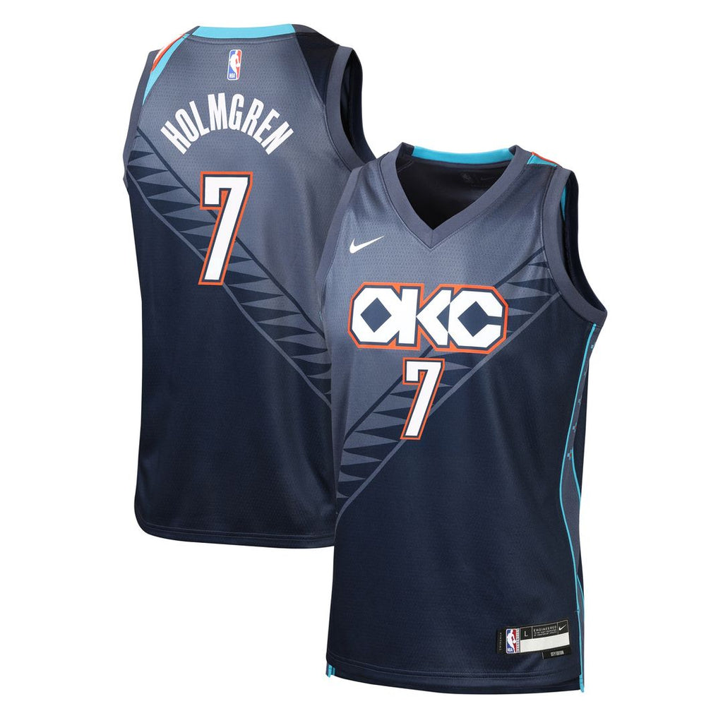 Oklahoma City Thunder Chet Holmgren Nike Youth /26 City Edition Swingman Jersey - Navy