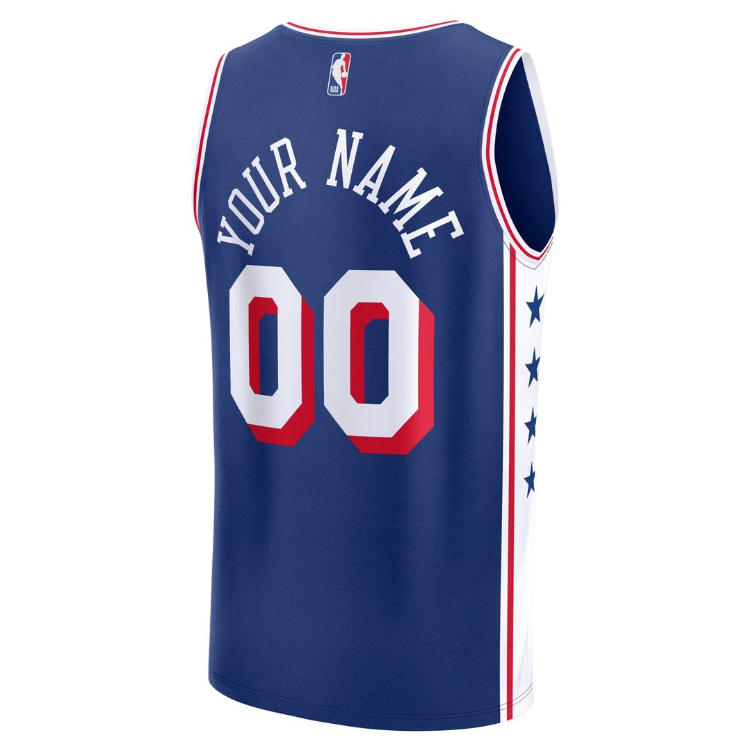 Philadelphia 76Ers Fanatics Youth Fast Break Custom Replica Jersey - Blue - Icon Edition