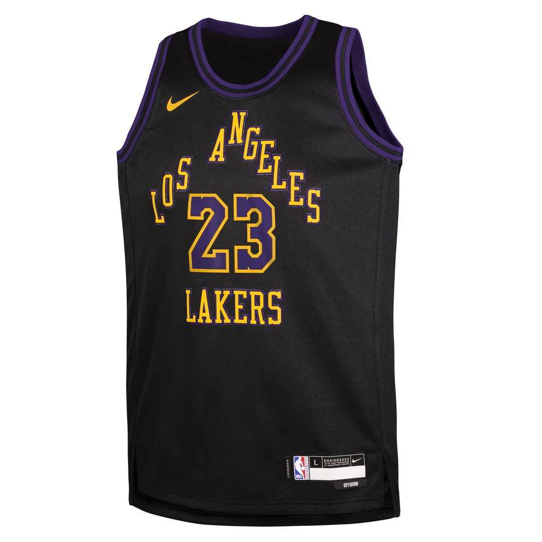 Los Angeles Lakers Lebron James Nike Youth /26 City Edition Swingman Jersey - Black