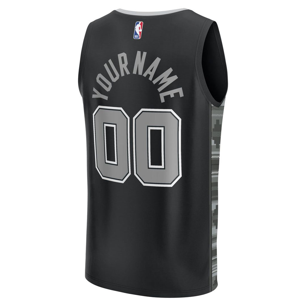 San Antonio Spurs Fanatics Fast Break Custom Replica Jersey - Black - Statement Edition