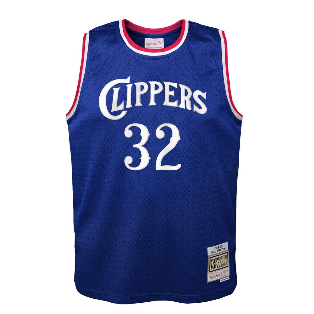 La Clippers Bill Walton Mitchell & Ness Youth 1984/85 Hardwood Classics Swingman Jersey - Royal