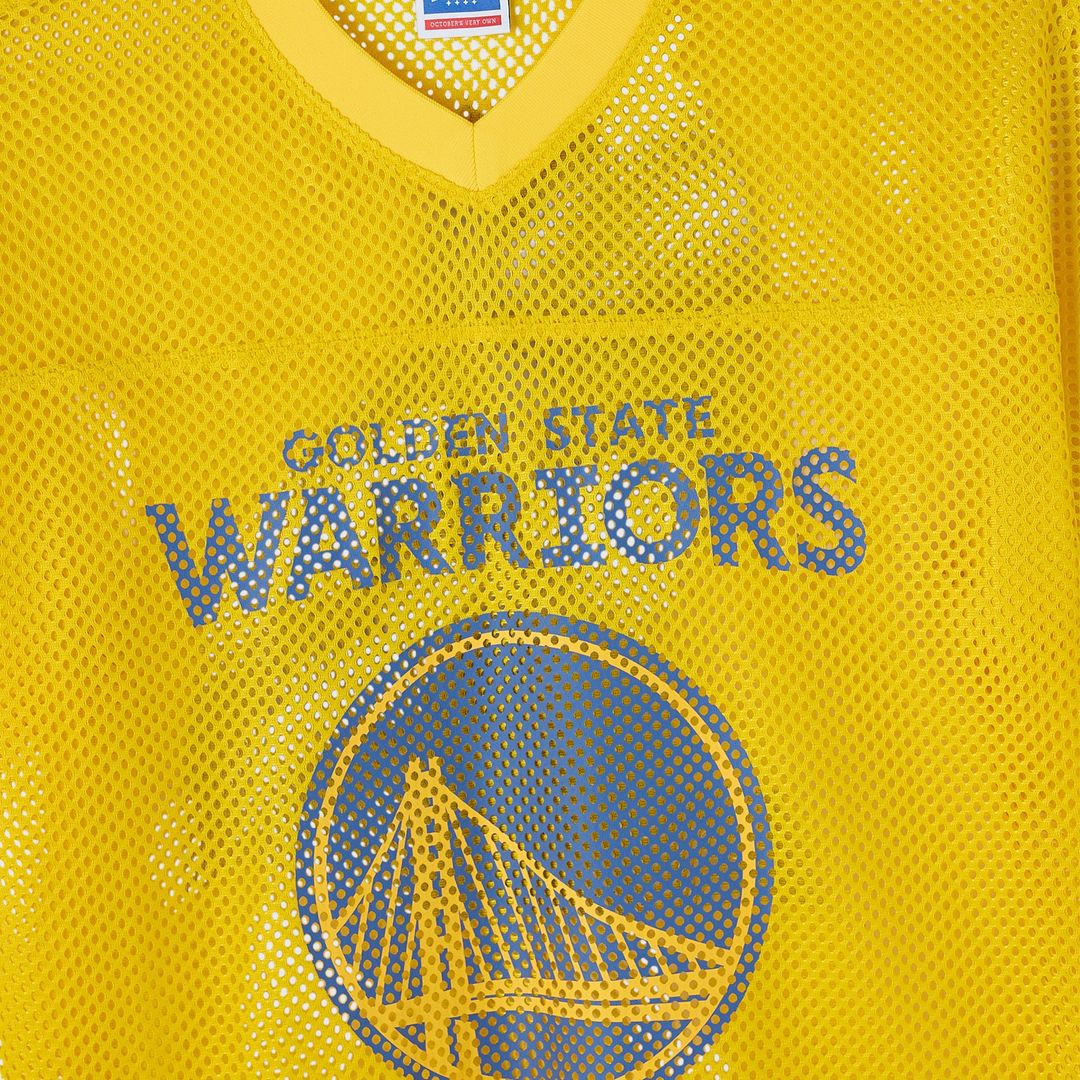 Golden State Warriors Ovo X Nba Mesh Football Fashion Jersey - Gold