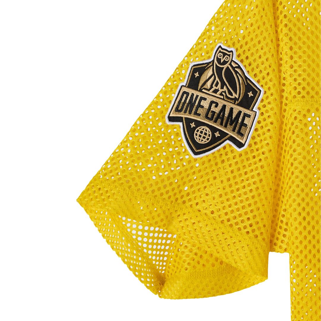 Golden State Warriors Ovo X Nba Mesh Football Fashion Jersey - Gold