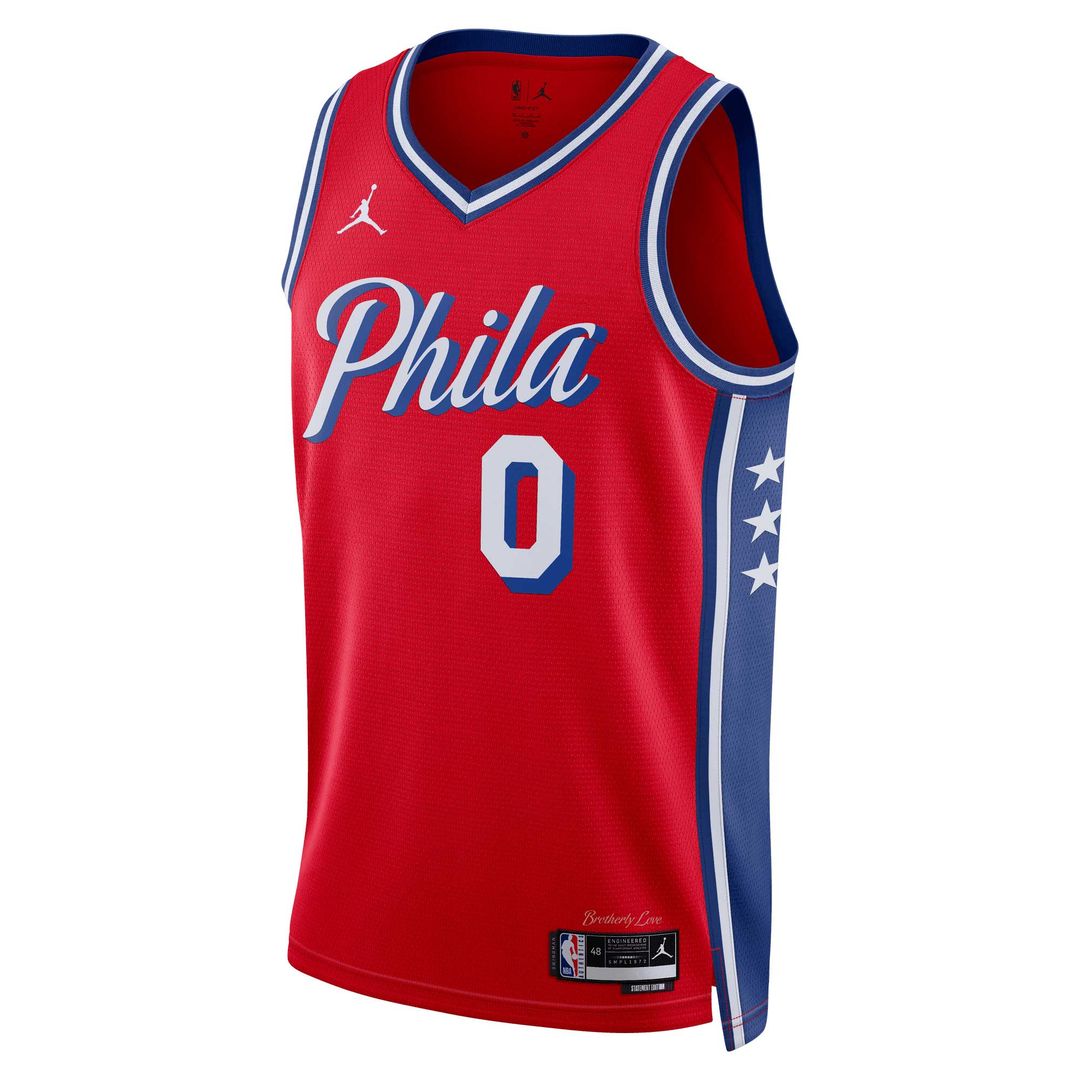 Philadelphia 76Ers Tyrese Maxey Jordan Brand Unisex Swingman Jersey - Statement Edition - Red