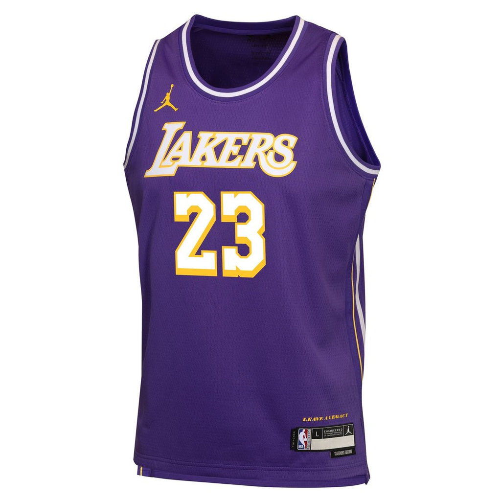 Los Angeles Lakers Lebron James Jordan Brand Youth Swingman Jersey - Statement Edition - Purple