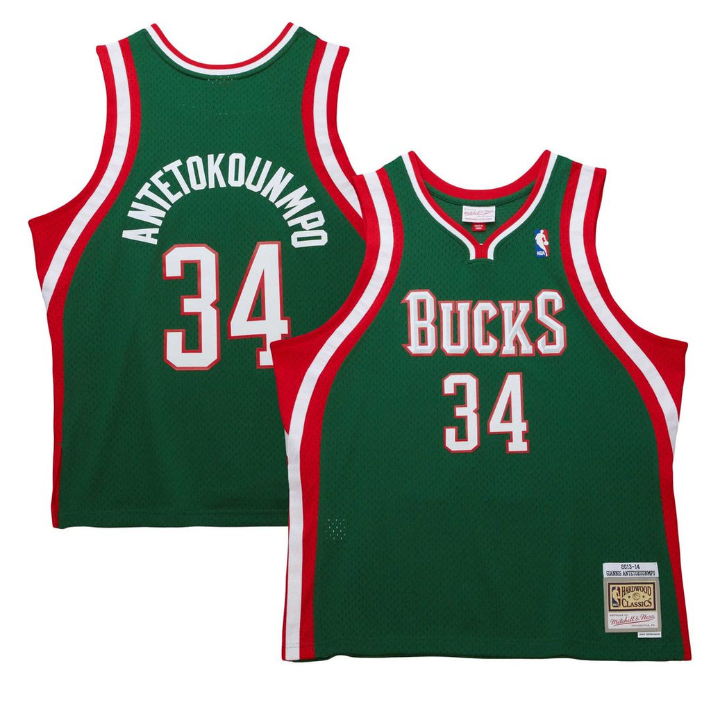 Milwaukee Bucks Giannis Antetokounmpo Mitchell & Ness 2013/14 Hardwood Classics Swingman Jersey - Hunter Green
