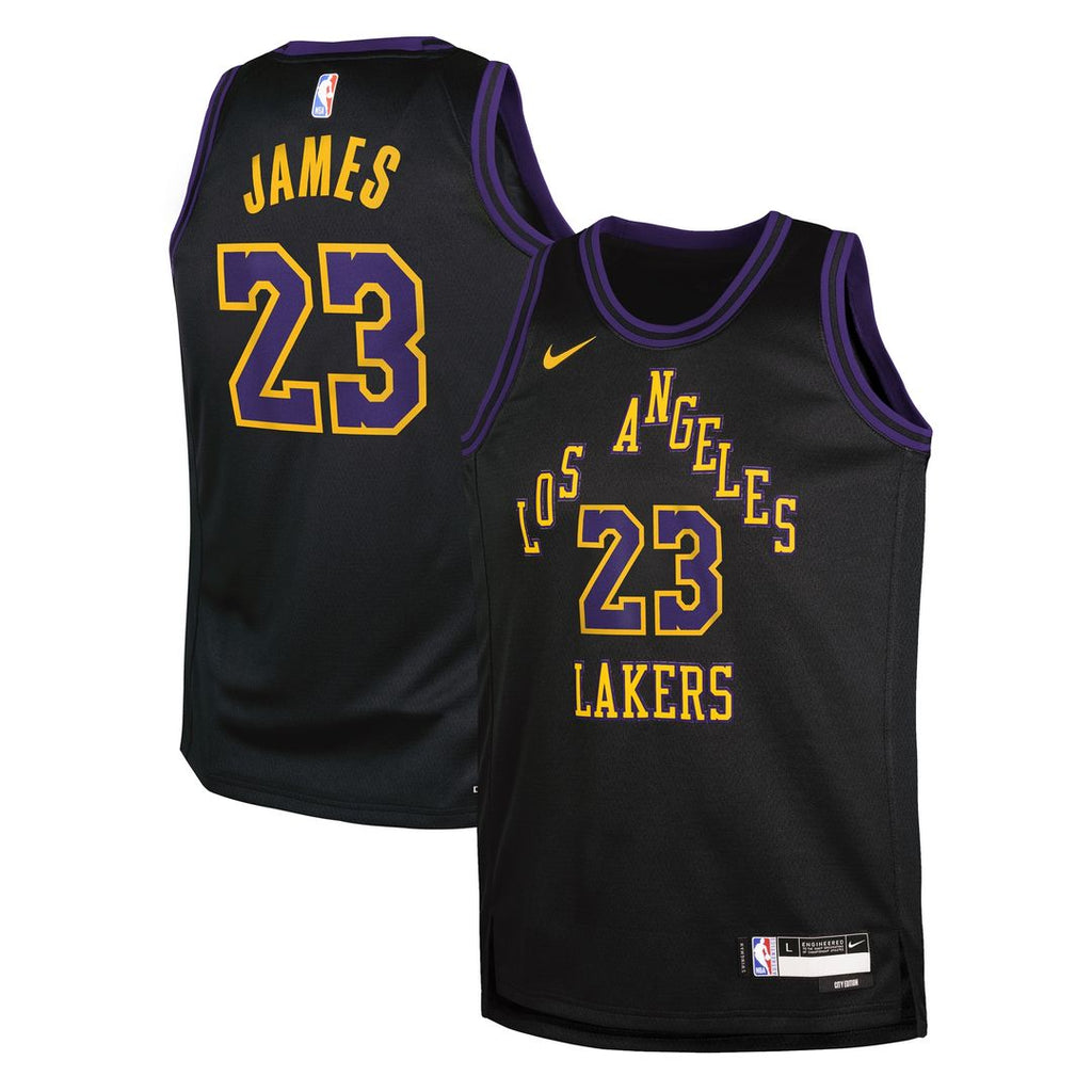 Los Angeles Lakers Lebron James Nike Youth /26 City Edition Swingman Jersey - Black