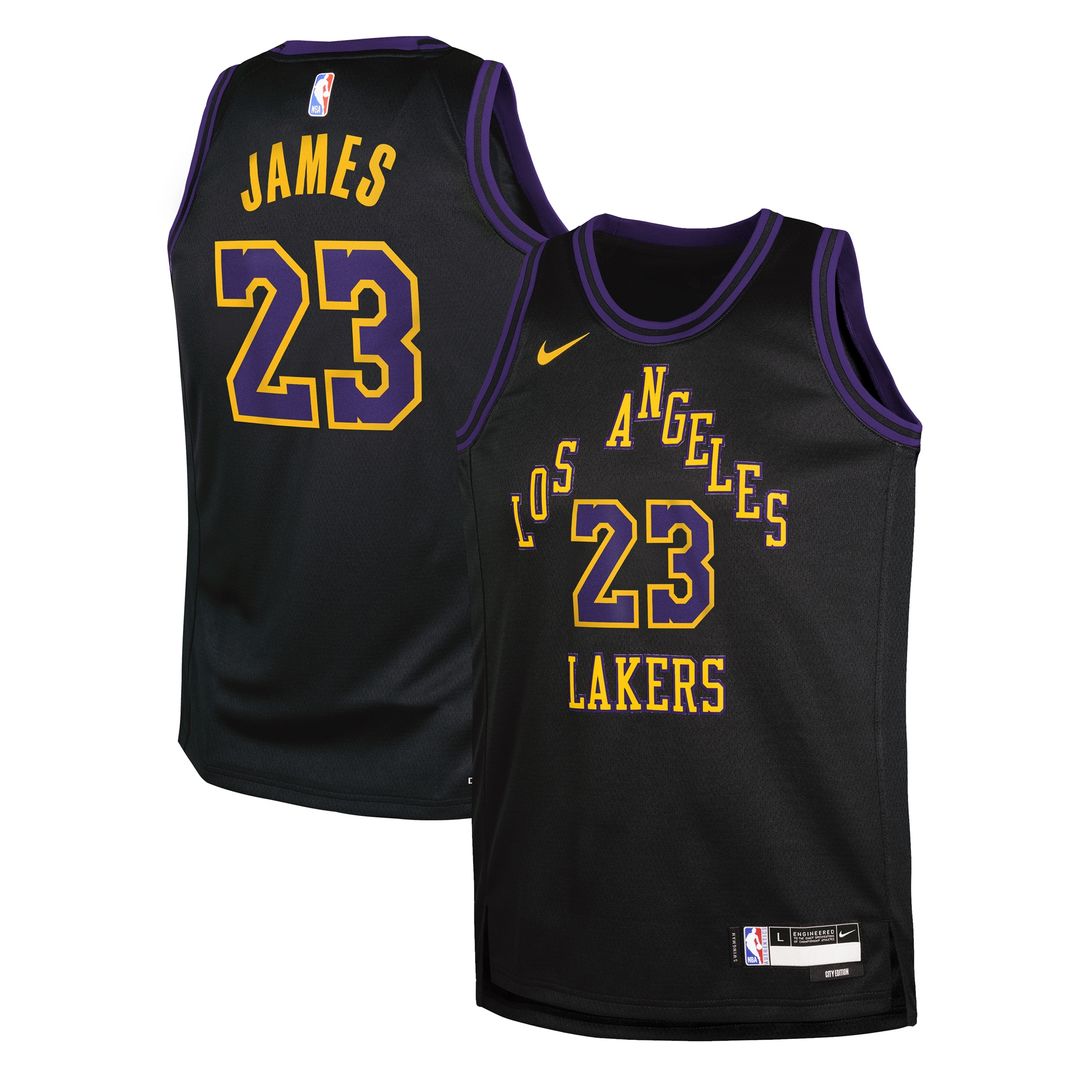 Los Angeles Lakers Lebron James Nike Youth /26 City Edition Swingman Jersey - Black