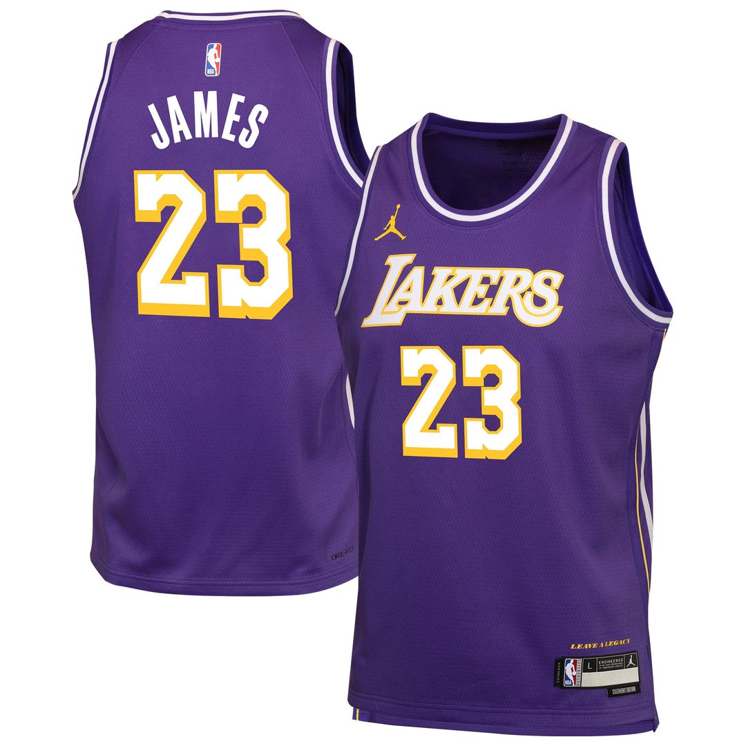 Los Angeles Lakers Lebron James Jordan Brand Youth Swingman Jersey - Statement Edition - Purple