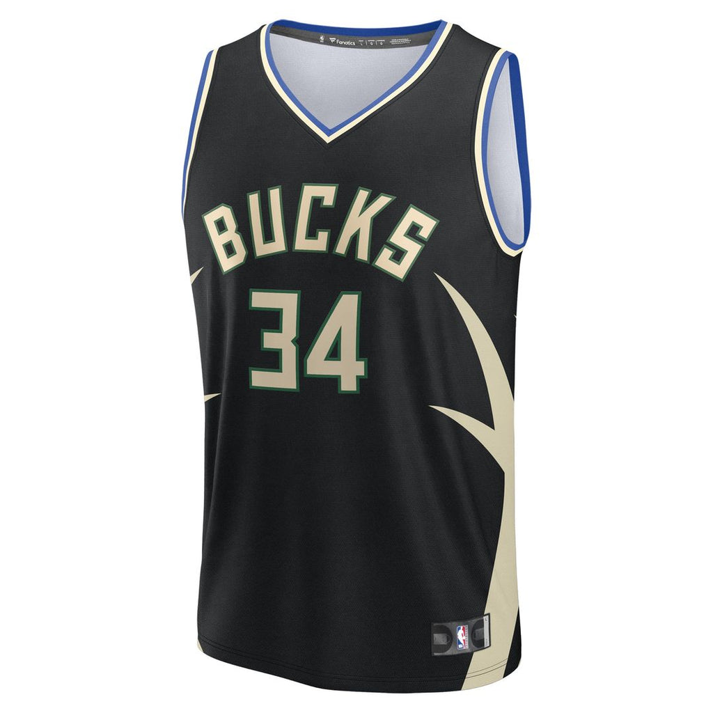 Milwaukee Bucks Giannis Antetokounmpo Fanatics Fast Break Replica Player Jersey - Statement Edition - Black