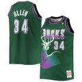 Milwaukee Bucks Ray Allen Mitchell & Ness Big & Tall 1996/97 Hardwood Classics Swingman Jersey - Hunter Green