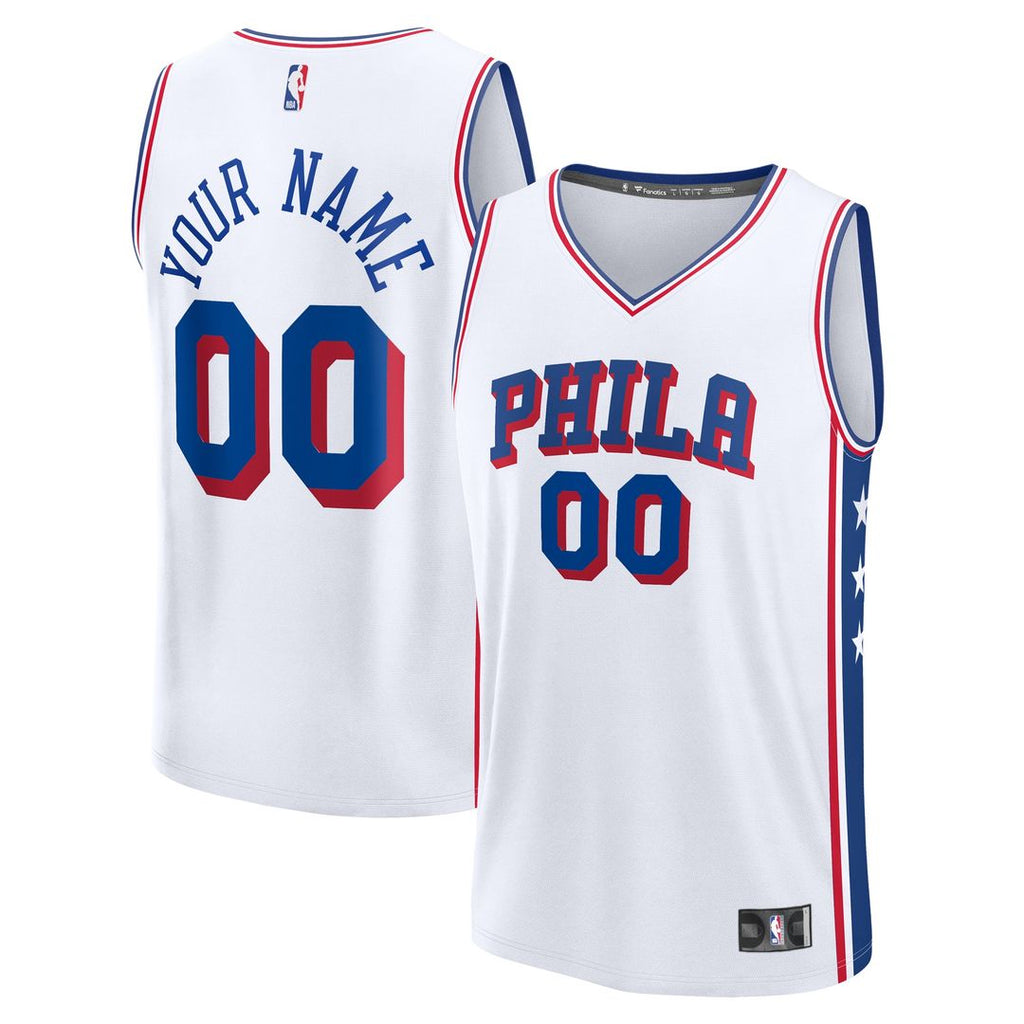 Philadelphia 76Ers Fanatics Youth Fast Break Custom Replica Jersey - White - Association Edition