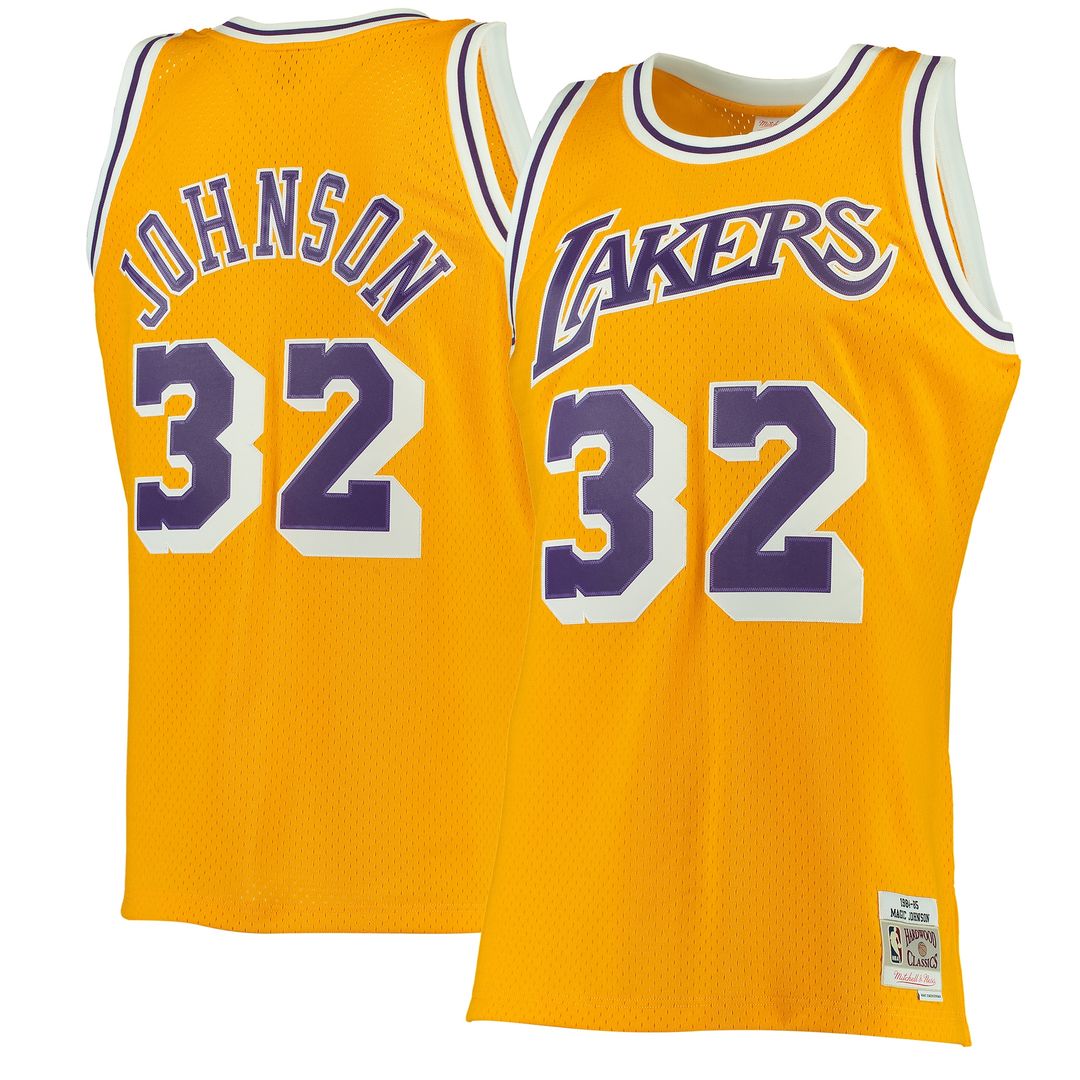Los Angeles Lakers Magic Johnson Mitchell & Ness 1984/85 Hardwood Classics Swingman Jersey - Purple