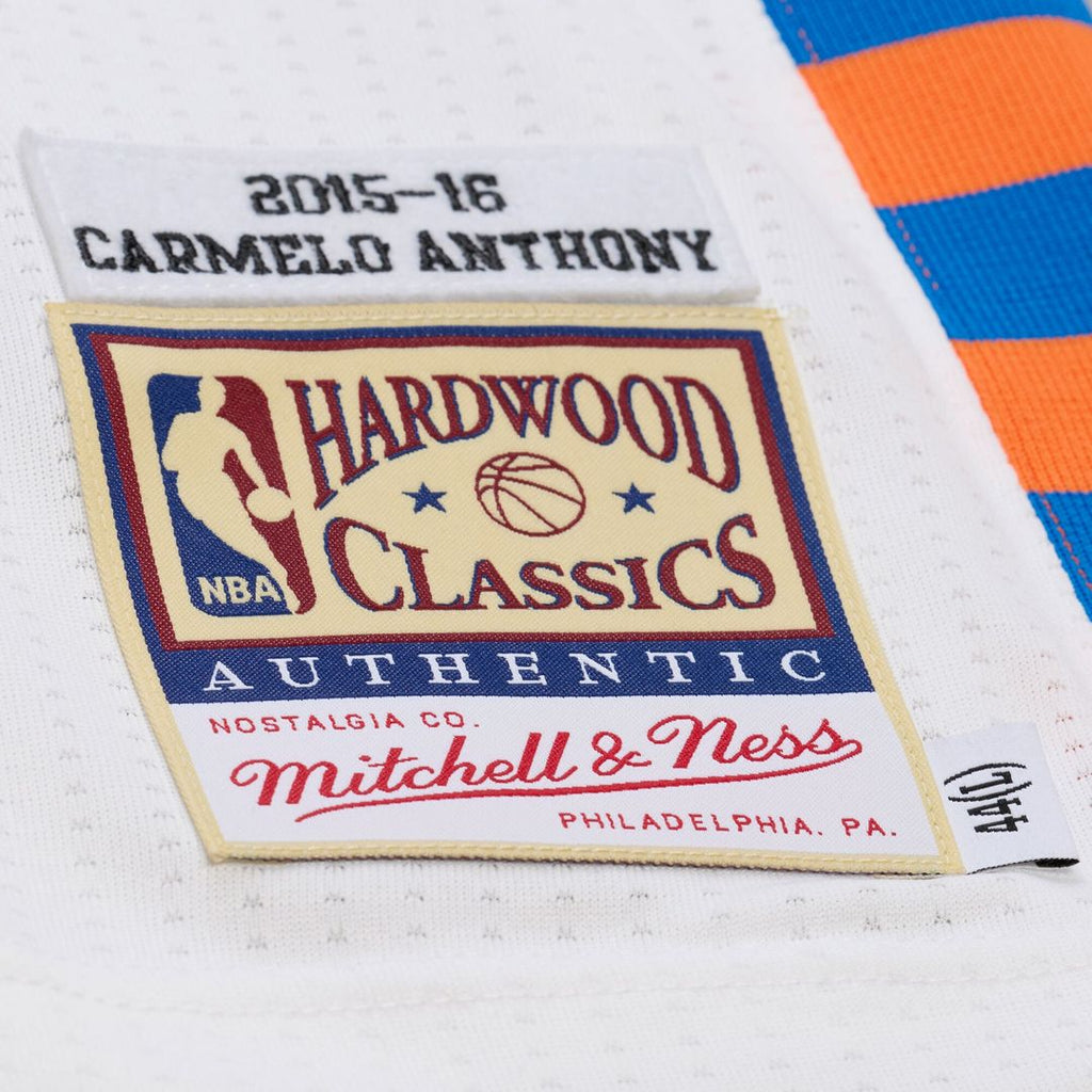 New York Knicks Carmelo Anthony Mitchell & Ness 2015 - 16 Hardwood Classics Authentic Jersey - White