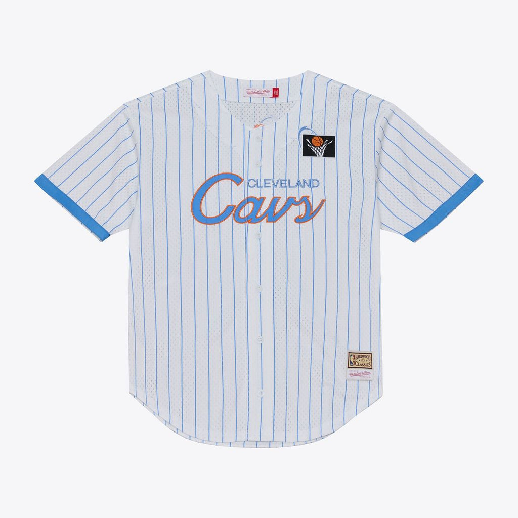 Cleveland Cavaliers Mitchell & Ness Head Coach Pinstripe Mesh Full - Button Baseball Jersey - White