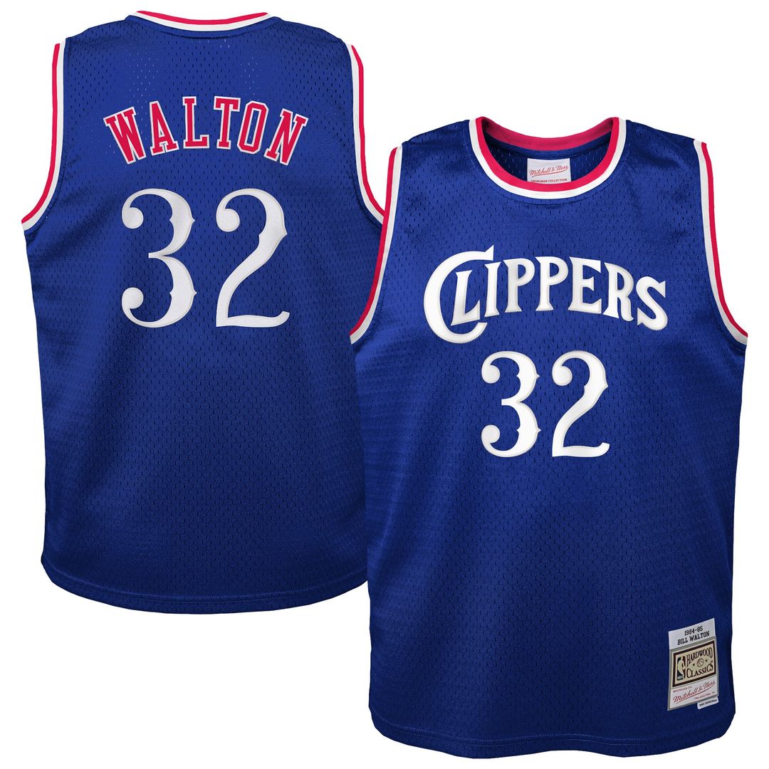 La Clippers Bill Walton Mitchell & Ness Youth 1984/85 Hardwood Classics Swingman Jersey - Royal