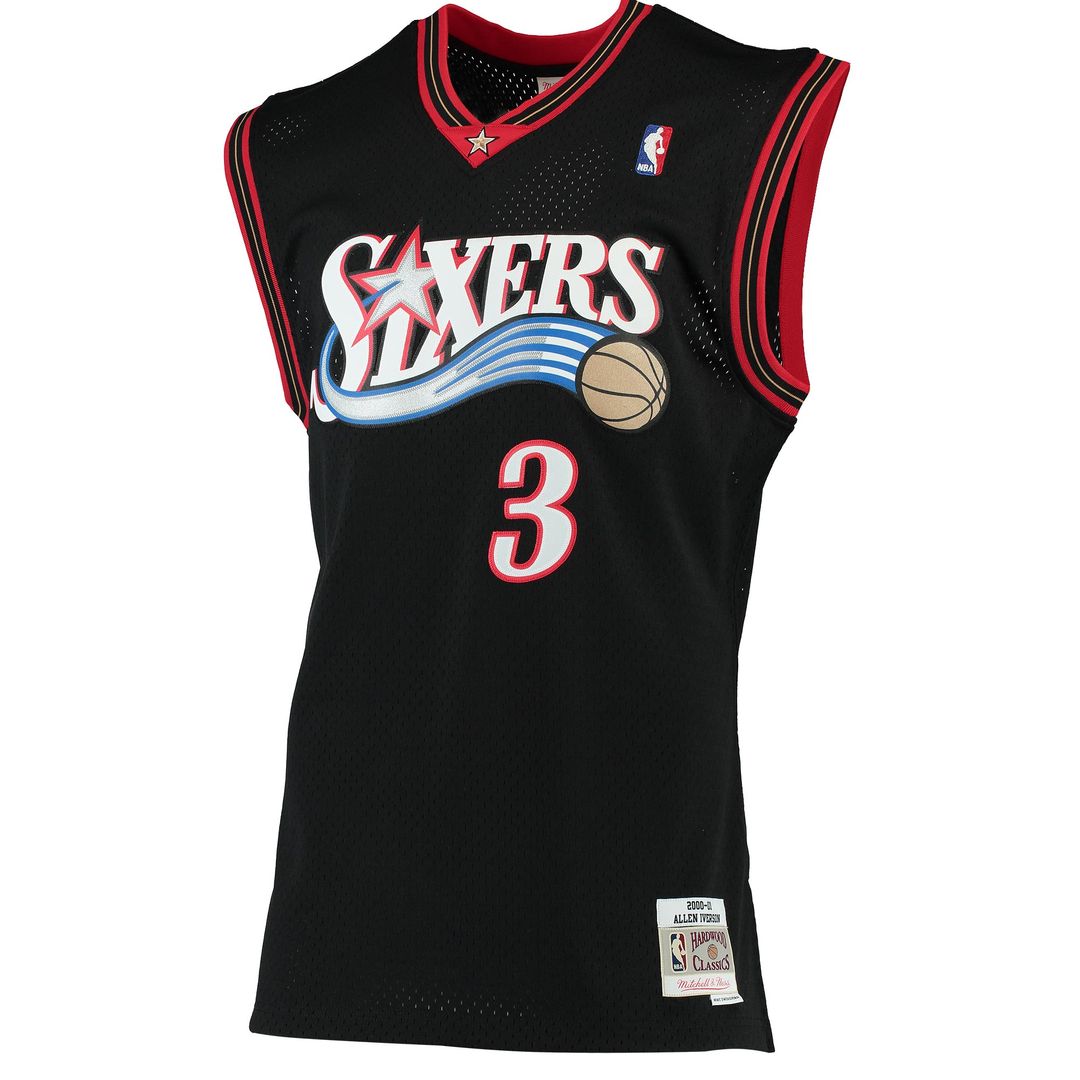 Philadelphia 76Ers Allen Iverson Mitchell & Ness 2000/01 Hardwood Classics Swingman Jersey - Black