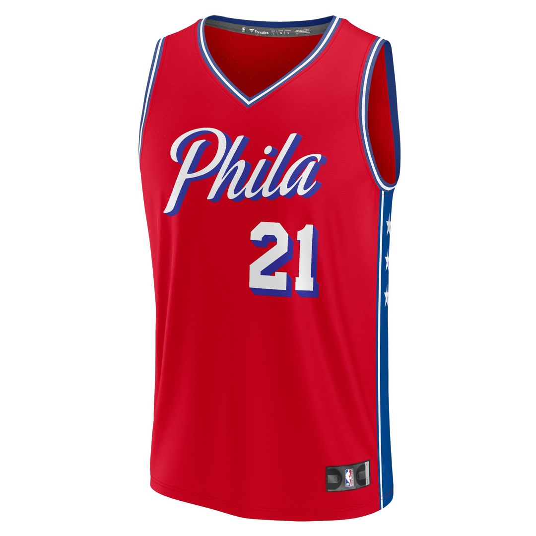 Philadelphia 76Ers Joel Embiid Fanatics Fast Break Replica Player Jersey - Statement Edition - Red