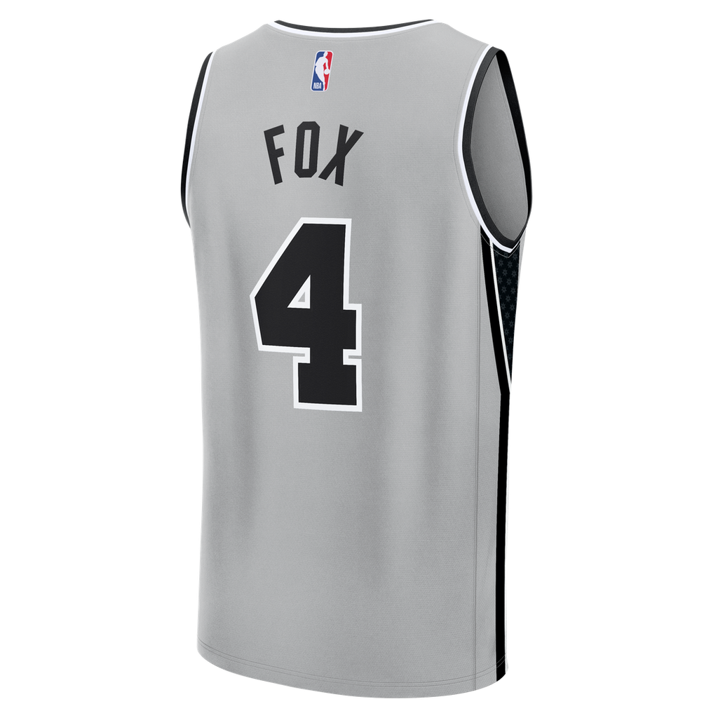 San Antonio Spurs De'Aaron Fox Fanatics Fast Break Jersey - Statement Edition - Silver