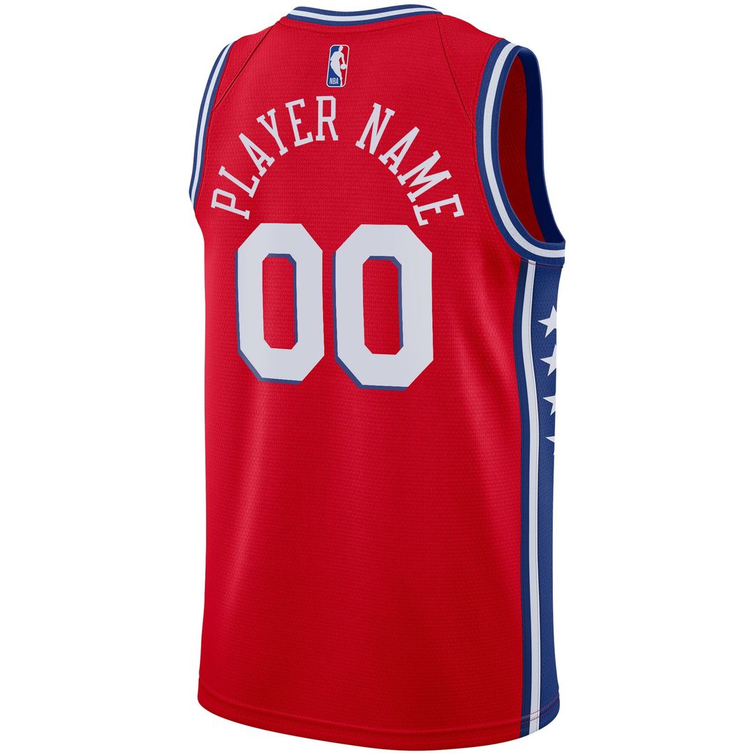 Philadelphia 76Ers Jordan Brand Swingman Custom Jersey - Statement Edition - Red