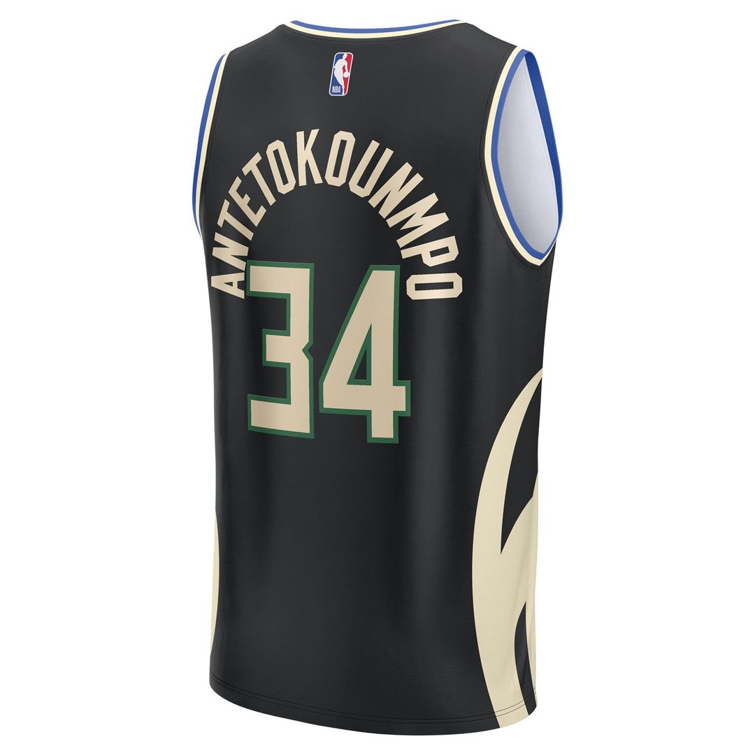 Milwaukee Bucks Giannis Antetokounmpo Fanatics Fast Break Replica Player Jersey - Statement Edition - Black