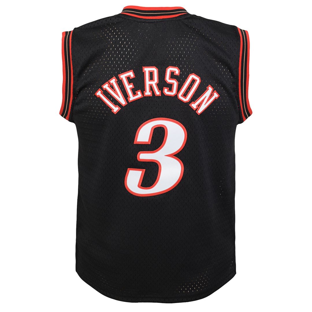Philadelphia 76Ers Allen Iverson Mitchell & Ness Youth 2000 - 01 Swingman Road Jersey - Black