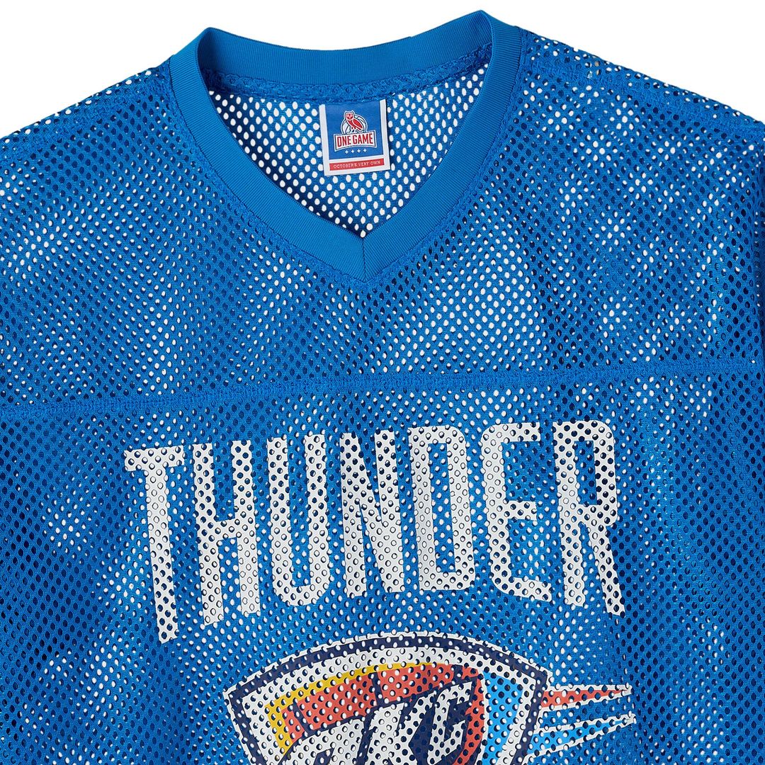 Oklahoma City Thunder Ovo X Nba Mesh Football Fashion Jersey - Blue