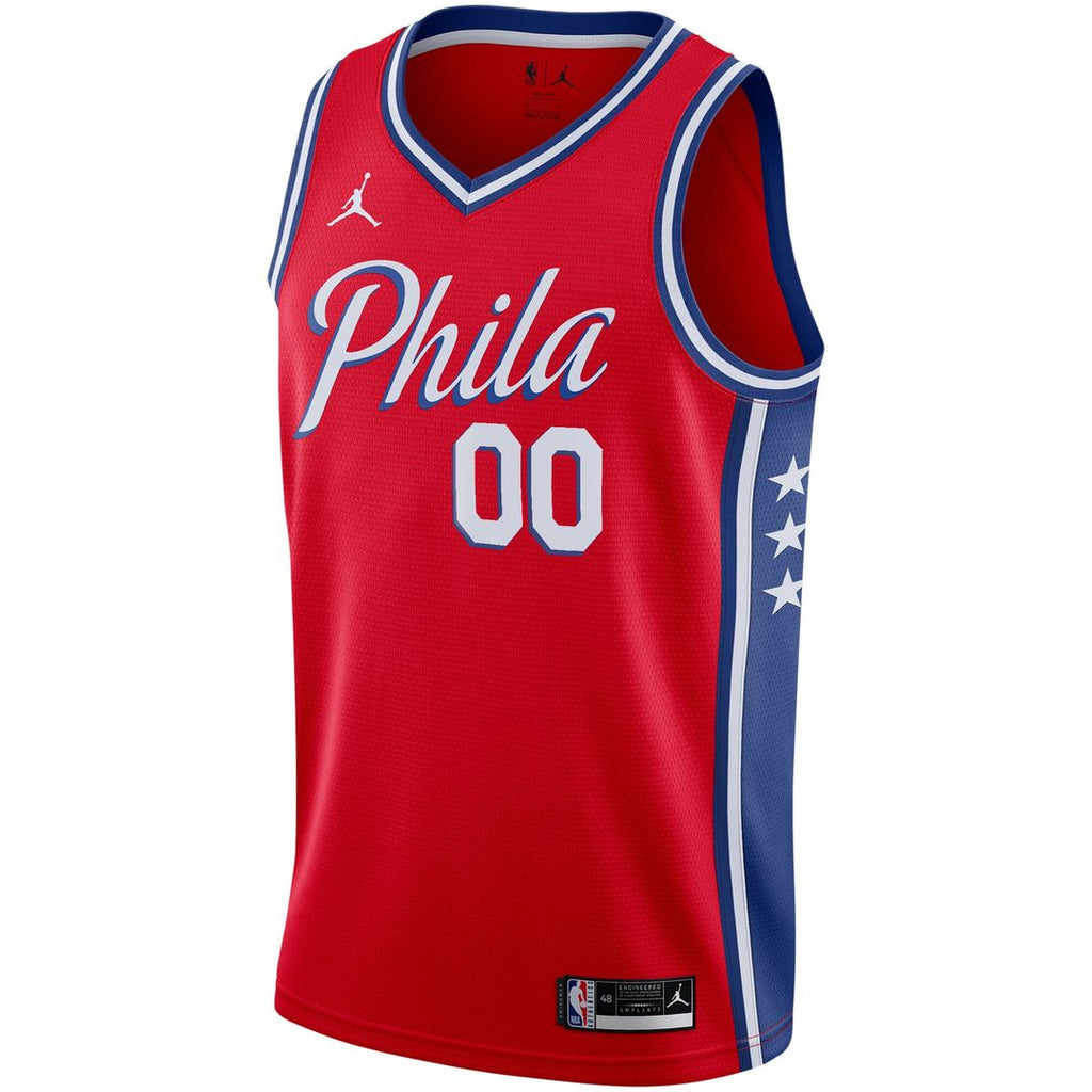 Philadelphia 76Ers Jordan Brand Swingman Custom Jersey - Statement Edition - Red