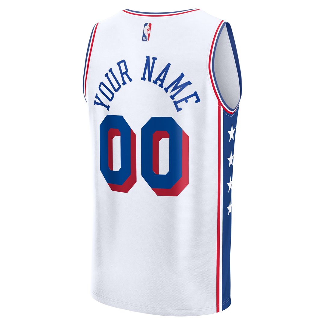 Philadelphia 76Ers Fanatics Youth Fast Break Custom Replica Jersey - White - Association Edition