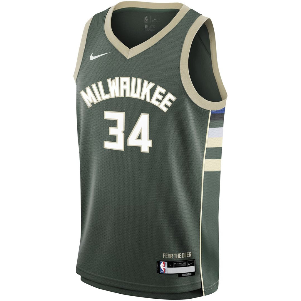 Milwaukee Bucks Giannis Antetokounmpo Nike Youth Swingman Jersey - Icon Edition - Hunter Green
