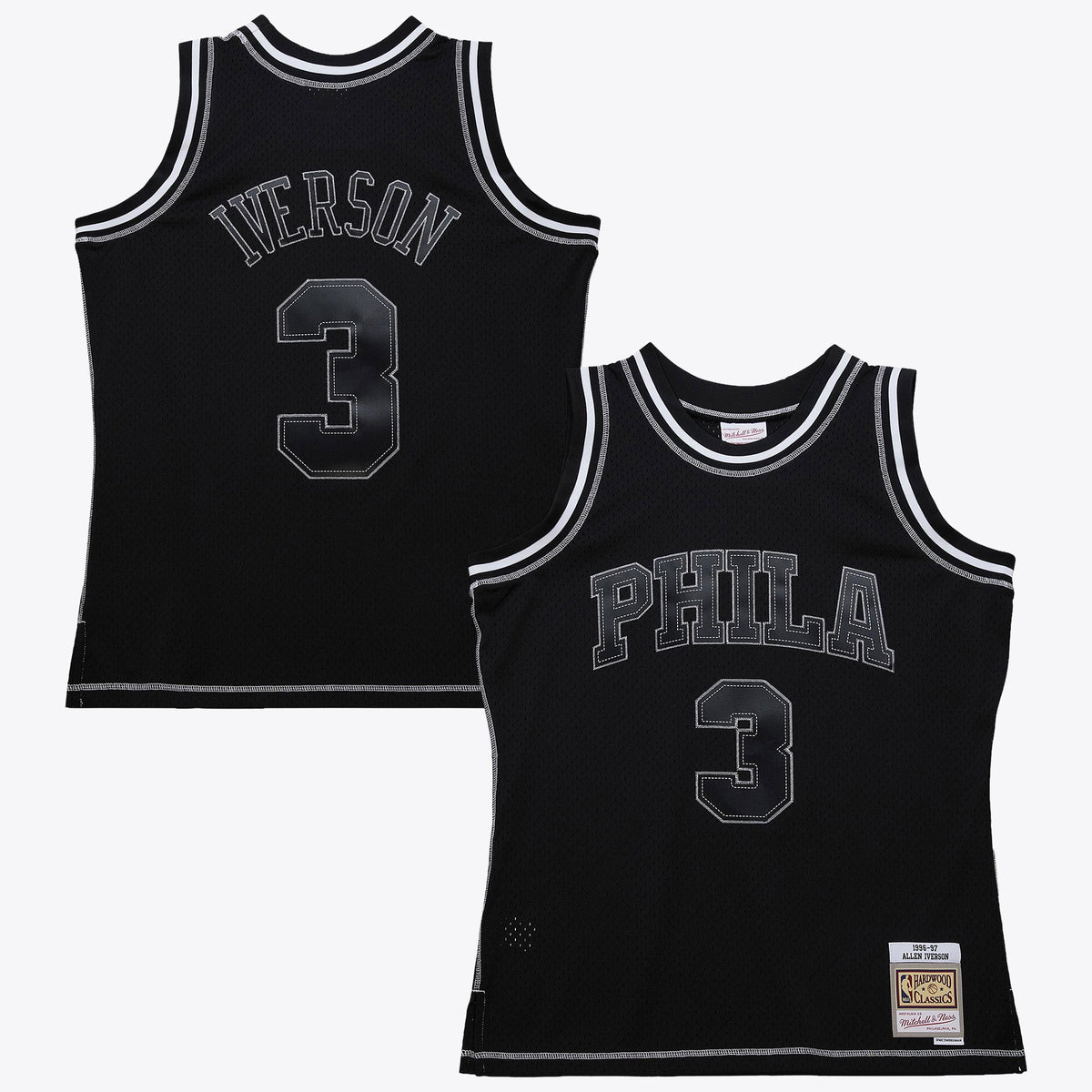 Allen Iverson Philadelphia 76ers 1996 Contrast 2K Swingman Jersey - Black