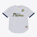 Indiana Pacers Mitchell & Ness Head Coach Pinstripe Mesh Full - Button Baseball Jersey - White