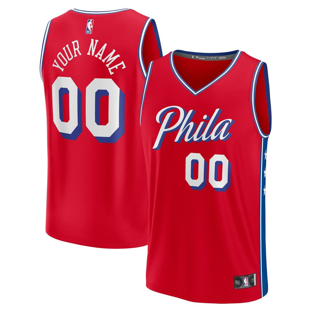 Philadelphia 76Ers Fanatics Youth Fast Break Replica Custom Jersey - Statement Edition - Red