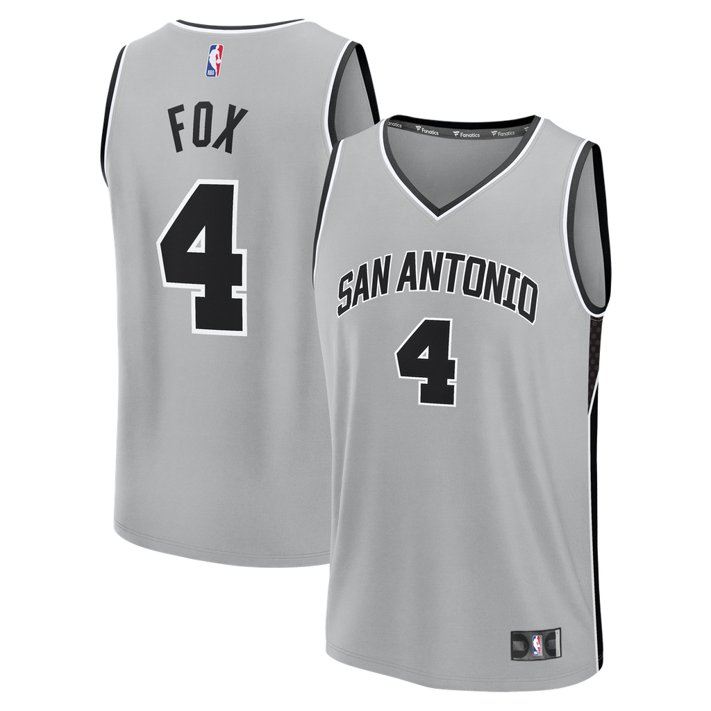 San Antonio Spurs De'Aaron Fox Fanatics Fast Break Jersey - Statement Edition - Silver