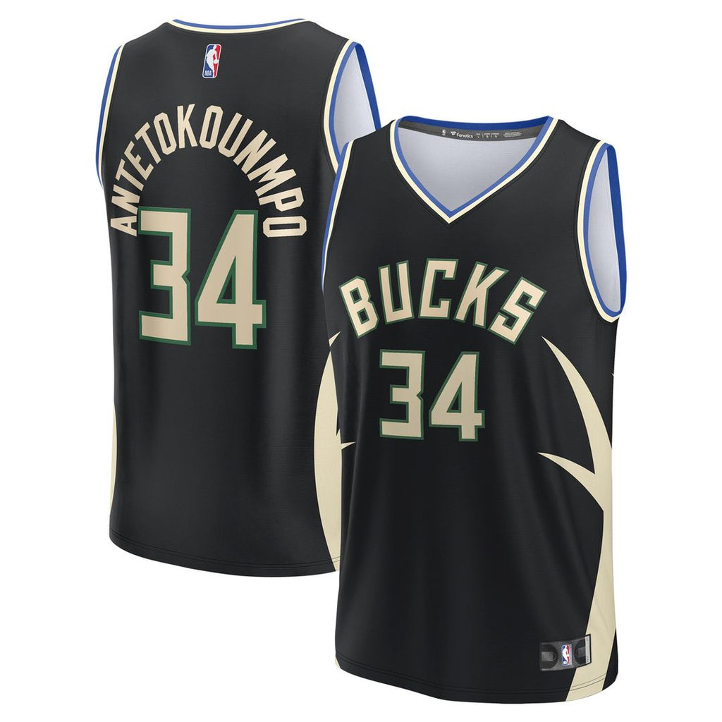 Milwaukee Bucks Giannis Antetokounmpo Fanatics Fast Break Replica Player Jersey - Statement Edition - Black