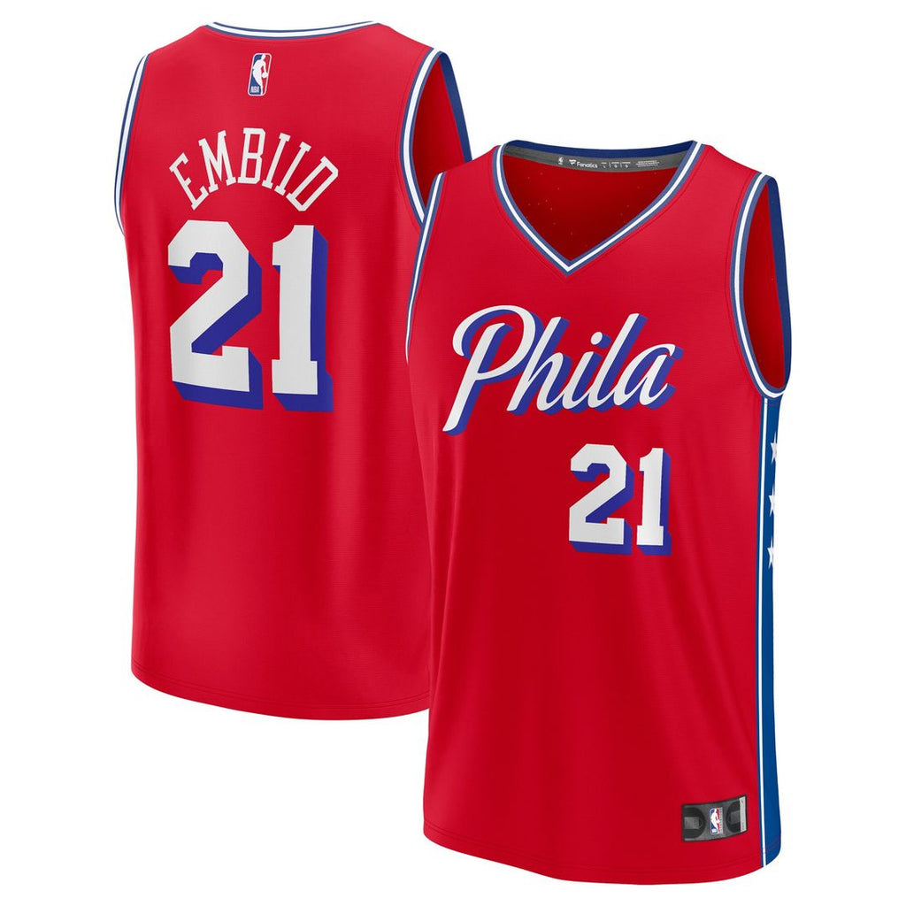 Philadelphia 76Ers Joel Embiid Fanatics Fast Break Replica Player Jersey - Statement Edition - Red