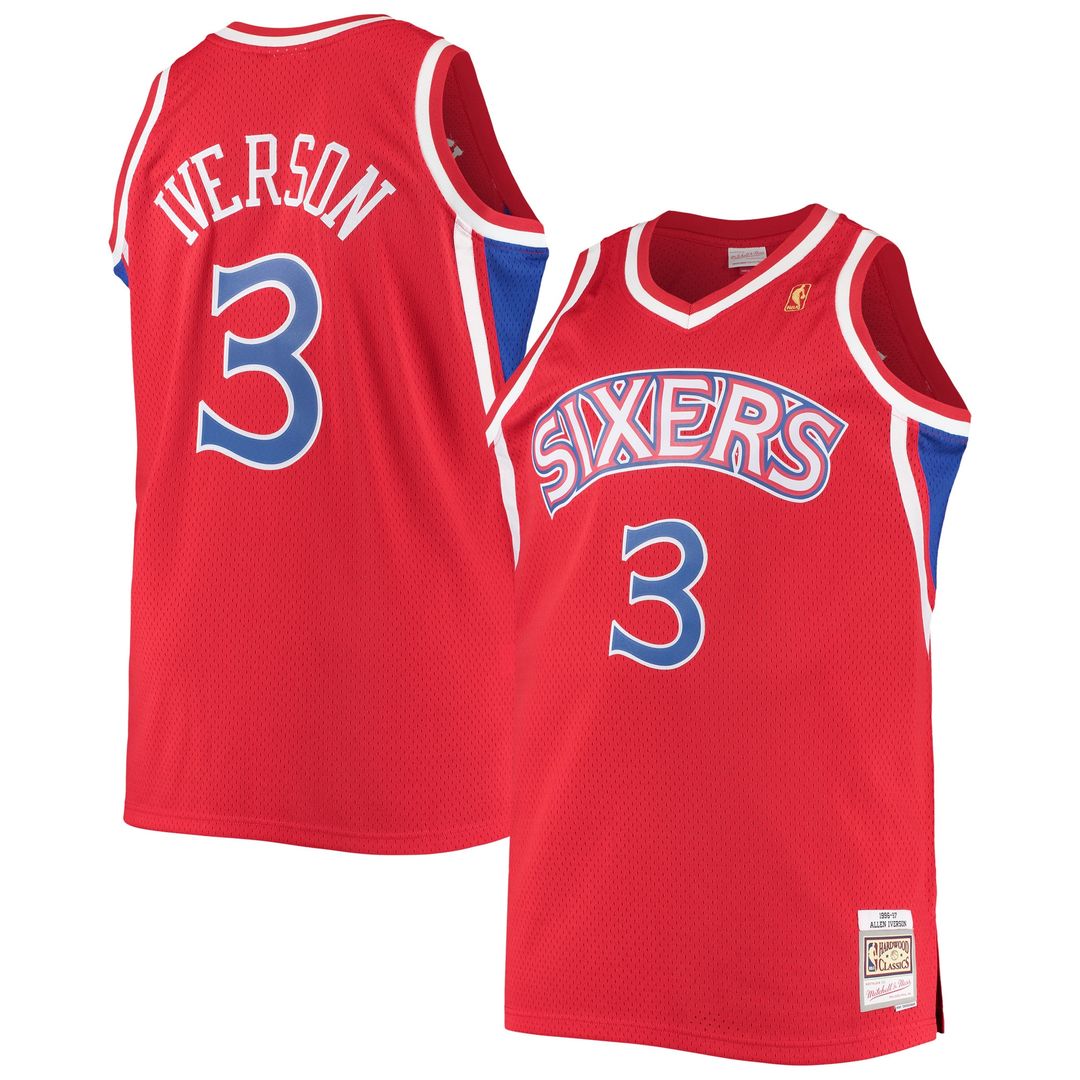 Philadelphia 76Ers Allen Iverson Mitchell & Ness 1996/97 Big & Tall Hardwood Classics Swingman Jersey - Red